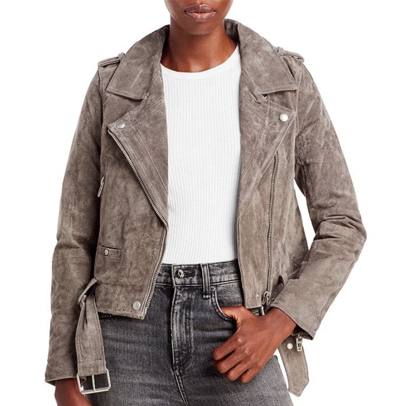 Blank NYC Jackets & Blazers - Blank NYC Leather Moto Jacket Suede Biker French Taupe Sz L